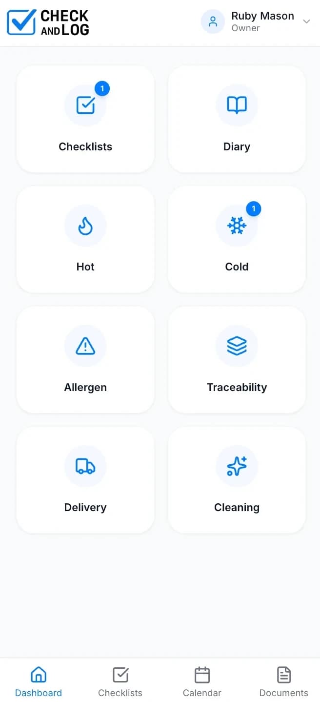 Check and Log dashboard preview